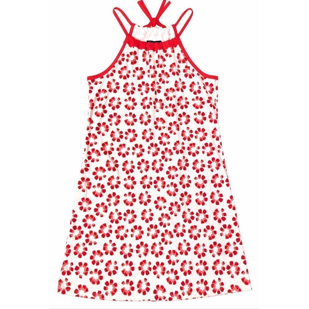 Duffield Lane Red White Floral Halter Shift Dress Womens Size Medium Summer